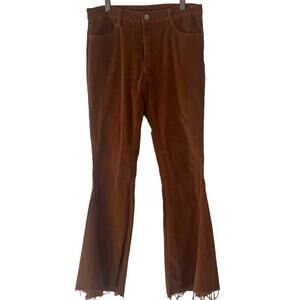 Saints & Hearts Women's Size Large W 29 Corduroy Tan Flare Raw Hem Pants